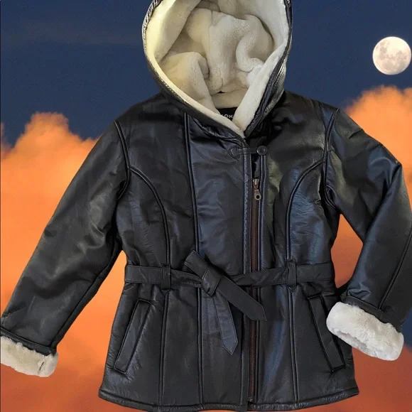 ❤️‍🔥FANTASTIC Vintage Wilsons Leather Faux Fur Lined Hooded Belted Winter Coat - Picture 8 of 14